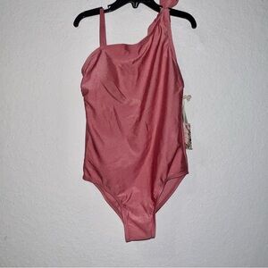 NWT Chelsea & Violet Pink One-Shoulder Swimsuit